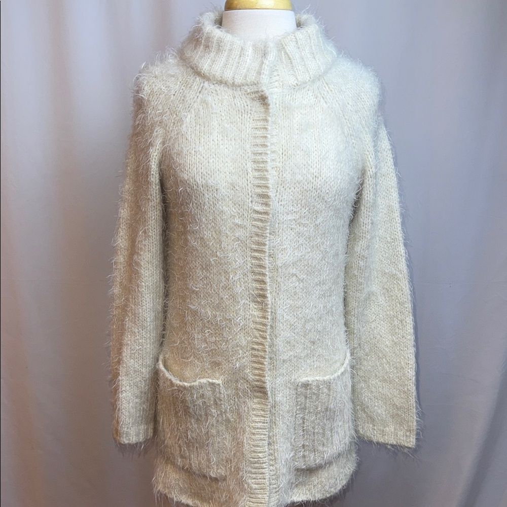 Free People Cream Fuzzy Cardigan, Small - Like New